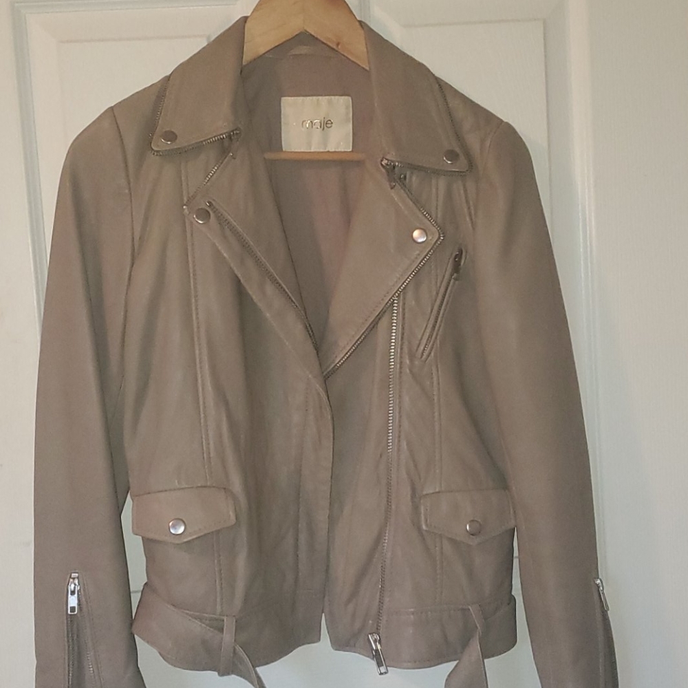 MAJE eduoard lambskin leather jacket 36 bnwot